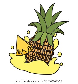 pineapple juice splash tropical fruits vector illustration