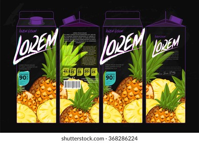 Pineapple juice template packaging design vector illustration.
