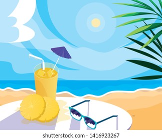 pineapple juice with umbrella and straw design