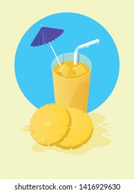 pineapple juice with umbrella and straw design