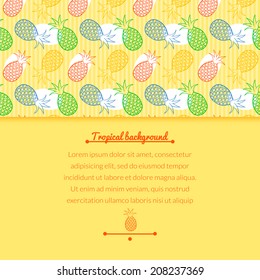 Pineapple juice vector colorful background with horizontally space for text