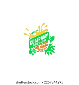 Pineapple juice vector icon. Drink vector logo design with isolated background.