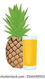 Pineapple juice with whole pear and a half , vector