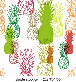 vector de jugo de piña patrón brillante sin fisuras multicolor
