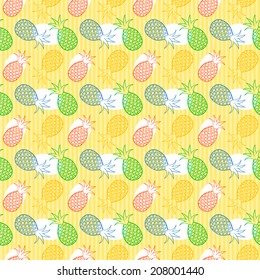 Pineapple juicy, seamless pattern, vector colorful illustration