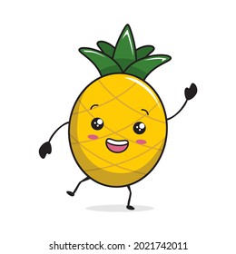 Pineapple Kawaii Cartoon Character Mascot Illustration