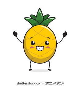 Pineapple Kawaii Cartoon Character Mascot Illustration