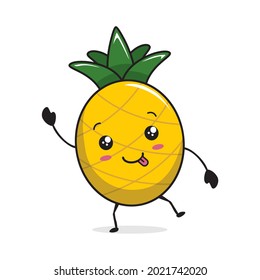 Pineapple Kawaii Cartoon Character Mascot Illustration