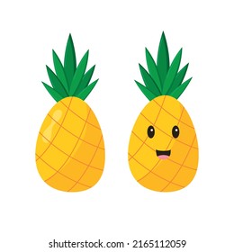 Pineapple Kawaii Eyes Isolated On White Stock Vector (Royalty Free ...