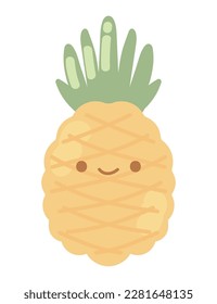 pineapple kawaii fruit icon isolated