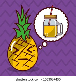 pineapple kawaii fruit with speech bubble character