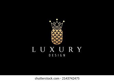 pineapple king logo design template vector illustration