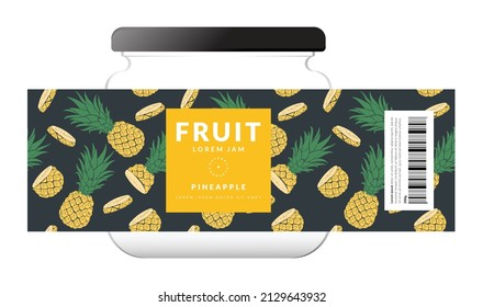 Pineapple Label packaging design templates, Hand drawn style vector illustration.