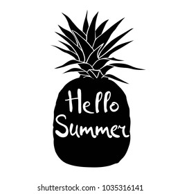 Pineapple with leaf icon. Tropical fruit isolated on white background. Symbol of food, sweet, exotic and summer, vitamin, healthy. Nature logo. Flat concept. Design element Vector illustration
