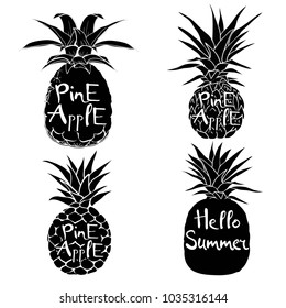 Pineapple with leaf icon. Tropical fruit isolated on white background. Symbol of food, sweet, exotic and summer, vitamin, healthy. Nature logo. Flat concept. Design element Vector illustration