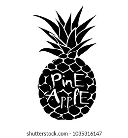 Pineapple with leaf icon. Tropical fruit isolated on white background. Symbol of food, sweet, exotic and summer, vitamin, healthy. Nature logo. Flat concept. Design element Vector illustration