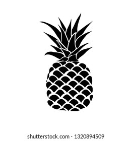 Pineapple with leaf icon. Tropical fruit isolated on white background. Symbol of food, sweet, exotic and summer, vitamin, healthy. Nature logo. Flat concept. Design element Vector illustration