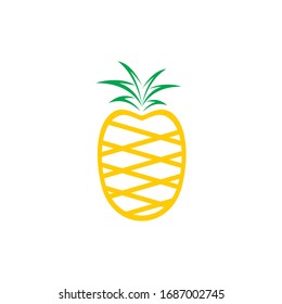 Pineapple with leaf icon. Tropical fruit isolated on white background