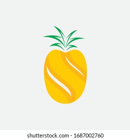 Ananas mit Blattsymbol. Tropische Früchte einzeln auf weißem Hintergrund