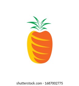 Pineapple with leaf icon. Tropical fruit isolated on white background