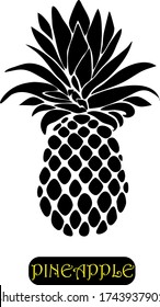 Pineapple with leaf icon. Tropical fruit isolated on white background. Nature logo. Flat concept. Design element illustration