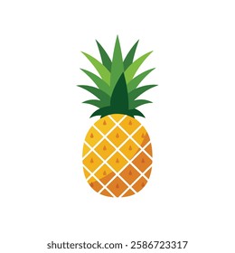 Pineapple with leaf icon. Tropical fruit isolated on white background. Symbol of food, sweet, exotic and summer, vitamin, healthy. Pineapple vector illustration.