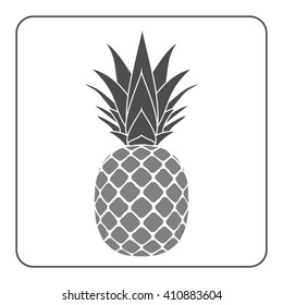 Pineapple with leaf icon. Tropical fruit isolated on white background. Symbol of food, sweet, exotic and summer, vitamin, healthy. Nature logo dessert. Flat concept. Design element Vector illustration