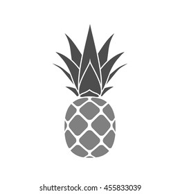 Pineapple with leaf icon. Tropical fruit isolated on white background. Symbol of food, sweet, exotic and summer, vitamin, healthy. Nature logo dessert. Flat concept. Design element Vector illustration