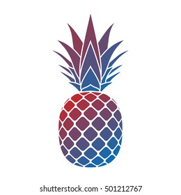 Pineapple with leaf icon. Tropical fruit isolated on white background. Symbol of food, sweet, exotic and summer, vitamin, healthy. Nature logo. Flat concept. Design element Vector illustration