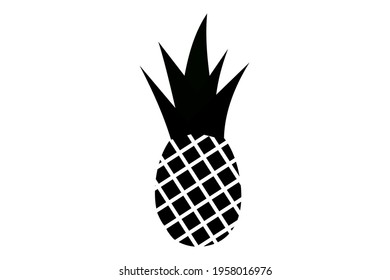 Pineapple with leaf monochrome icon isolated on white background