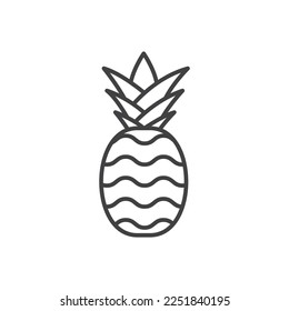 Piña con icono de estilo de contorno de hoja. Gráficos vectoriales
