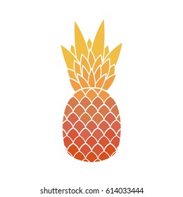 Pineapple with leaf. Tropical, exotic fruit. Typography, t-shirt graphics, poster, banner, apparel, logo concept. Vector