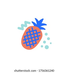 Pineapple with leaves flat icon, vector sign, pineapple fruit colorful pictogram isolated on white. Symbol, logo illustration. Flat style design