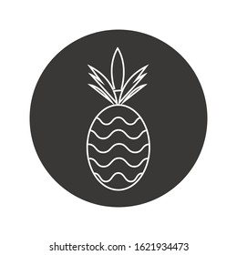 Pineapple with leaves line icon flat design