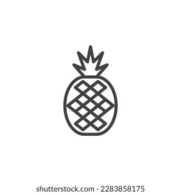 Piña con icono de línea de hojas. signo de estilo lineal para concepto móvil y diseño web. Icono vector de contorno de frutos de piña. Símbolo, ilustración del logotipo. Gráficos vectoriales