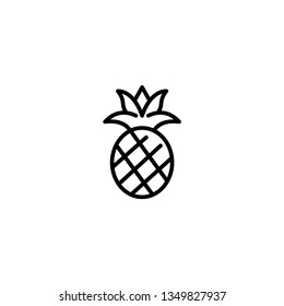 Pineapple with leaves outline icon.