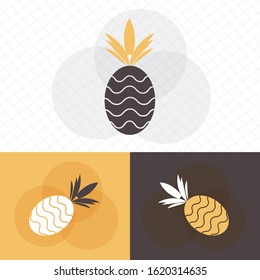 Pineapple with leaves outline icon. linear style sign for mobile concept and web design