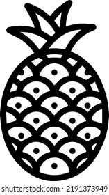 Pineapple with leaves outline icon. linear style sign for mobile concept and web design. Tropical exotic fruit simple line vector icon