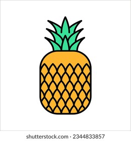 Pineapple with leaves outline icon. Tropical exotic fruit simple line vector icon. vector illustration on white background