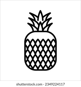 Pineapple with leaves outline icon. Tropical exotic fruit simple line vector icon. vector illustration on white background