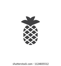 Pineapple with leaves vector icon. filled flat sign for mobile concept and web design. Tropical exotic fruit simple solid icon. Symbol, logo illustration. Pixel perfect vector graphics