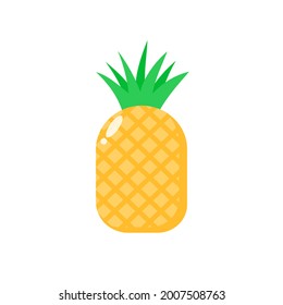 piña con hojas. Piña amarilla aislada en fondo blanco, para icono, símbolo, logotipo, elemento