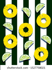 Pineapple & Lime on the black and white background