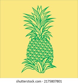 Pineapple Line Art Hand Drawing For Coloring Book Illustration Line Art Vector Design