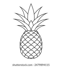 In: Pineapple Line Art Illustration. Ananas-Konturzeichnung. Gesundes veganes Ernährungskonzept