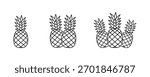 Pineapple Line Art Vector Icon on White Background