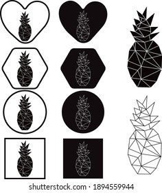 Pineapple line art. Vector illustration.