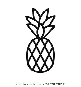 Pineapple - line icon with editable stroke. Tropical fruit symbol. Vector illustration