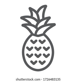 Pineapple line icon, fruit and tropical, ananas sign vector graphics, a linear icon on a white background, eps 10