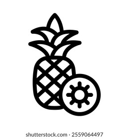 pineapple line icon illustration vector graphic. Simple element illustration vector graphic, suitable for app, websites, and presentations isolated on white background